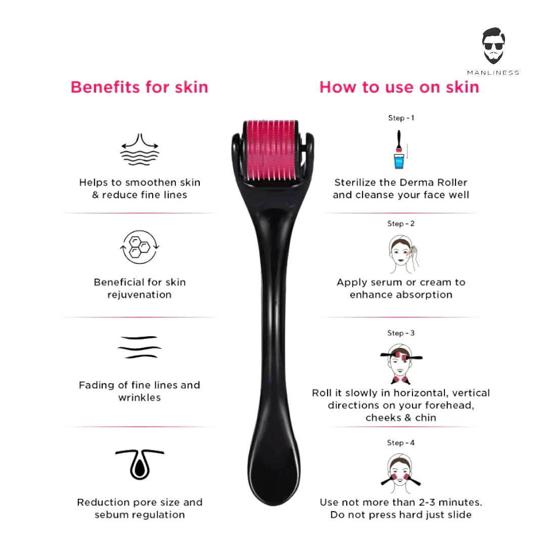 1. MANLINESS HAIR OIL 200 ML + DERMAROLLER .55MM