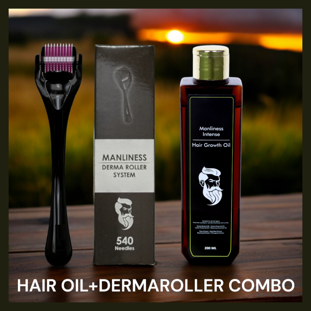 1.Combo Manliness dermaroller* Manliness hair oil EFFECTIVE COMBO FOR HAIR.