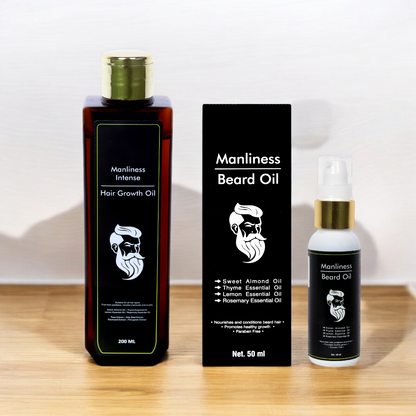 Manliness hair oil * Manliness beard oil * Effective Hair and beard oil combo