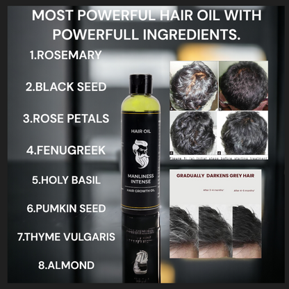 Manliness hair oil * Manliness beard oil * Effective Hair and beard oil combo