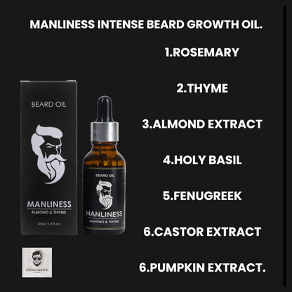 Manliness hair oil * Manliness beard oil * Effective Hair and beard oil combo