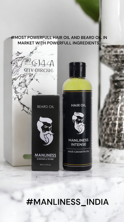 Manliness hair oil * Manliness beard oil * Effective Hair and beard oil combo