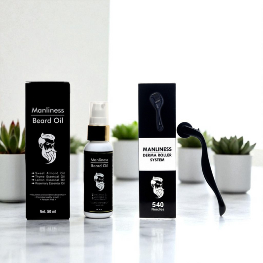 2.MANLINESS BEARD OIL 50 ML + DERMAROLLER .55MM